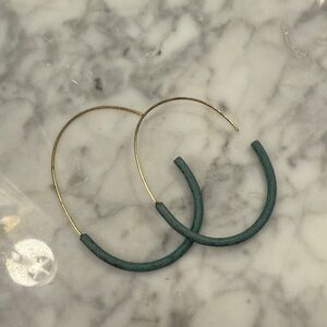 Anthropologie Gold and Turquoise Hoop Earrings